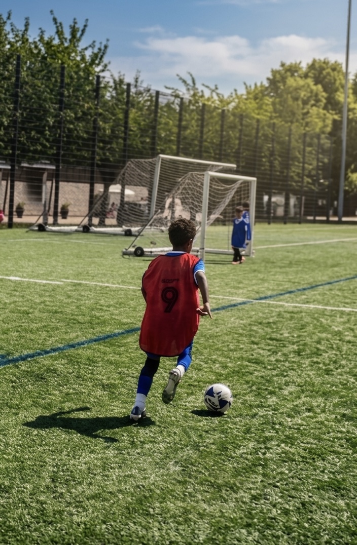 Young player driving at goal during a Next Level session